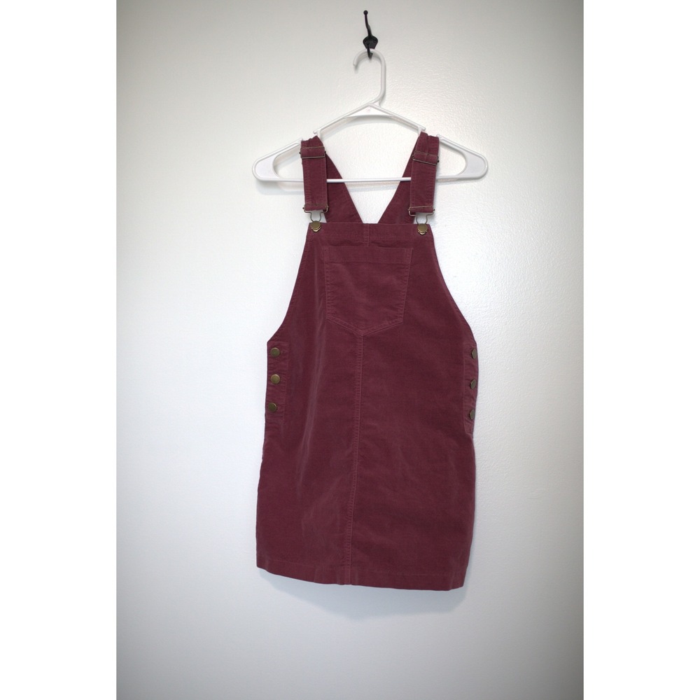 Forever 21 Womens Burgundy Corduroy Overall Dress Pinafore Mini Small